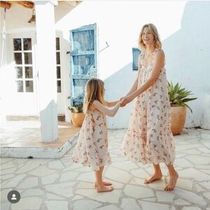 Women's Pink Floral Maxi Dress - Sleeveless Tie-Strap